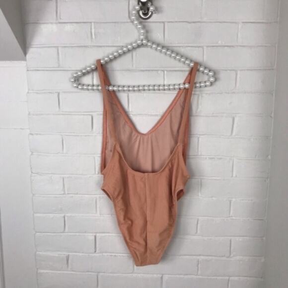 Nasty Gal Nude Ribbed Low Back One Piece Swim Size XS - Picture 5 of 8